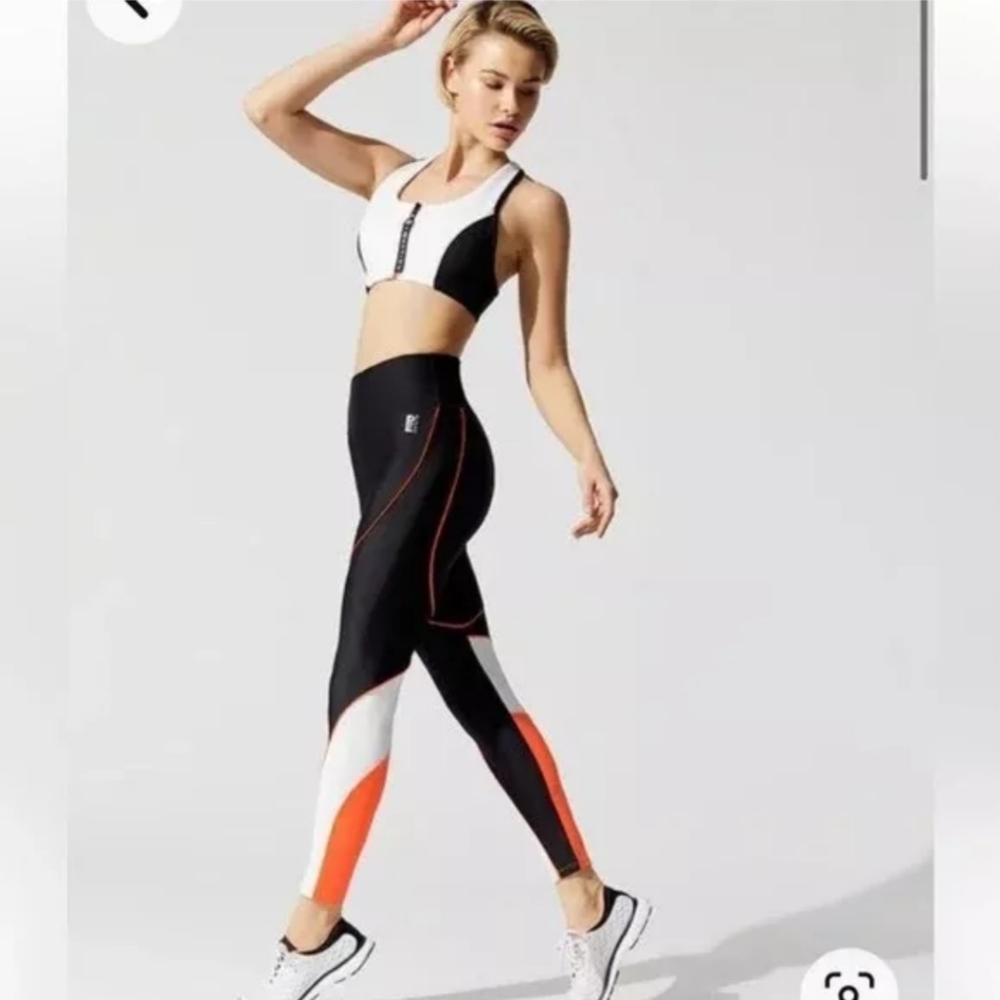 P.E Nation Trackbar Leggings Womens Athletic Orange Black White
